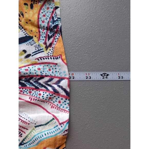 Chico's Short Sleeve V Neck Top Womens Medium Size 1 Abstract Print Orange White - Picture 7 of 7